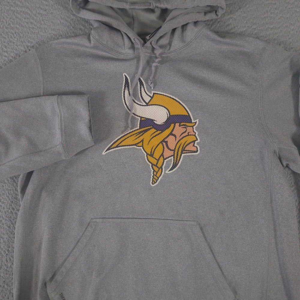 Nike Hoodie Mens Large Gray Therma Fit Minnesota Vikings‎ Embroidered NFL Logo